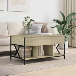 vidaXL Soffbord sonoma-ek 100x55x50 cm konstruerat trä och metall Sonoma ek