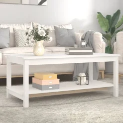 vidaXL Soffbord 110x55x45 cm massiv furu Vit