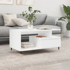 vidaXL Soffbord vit 90x49x45 cm konstruerat trä