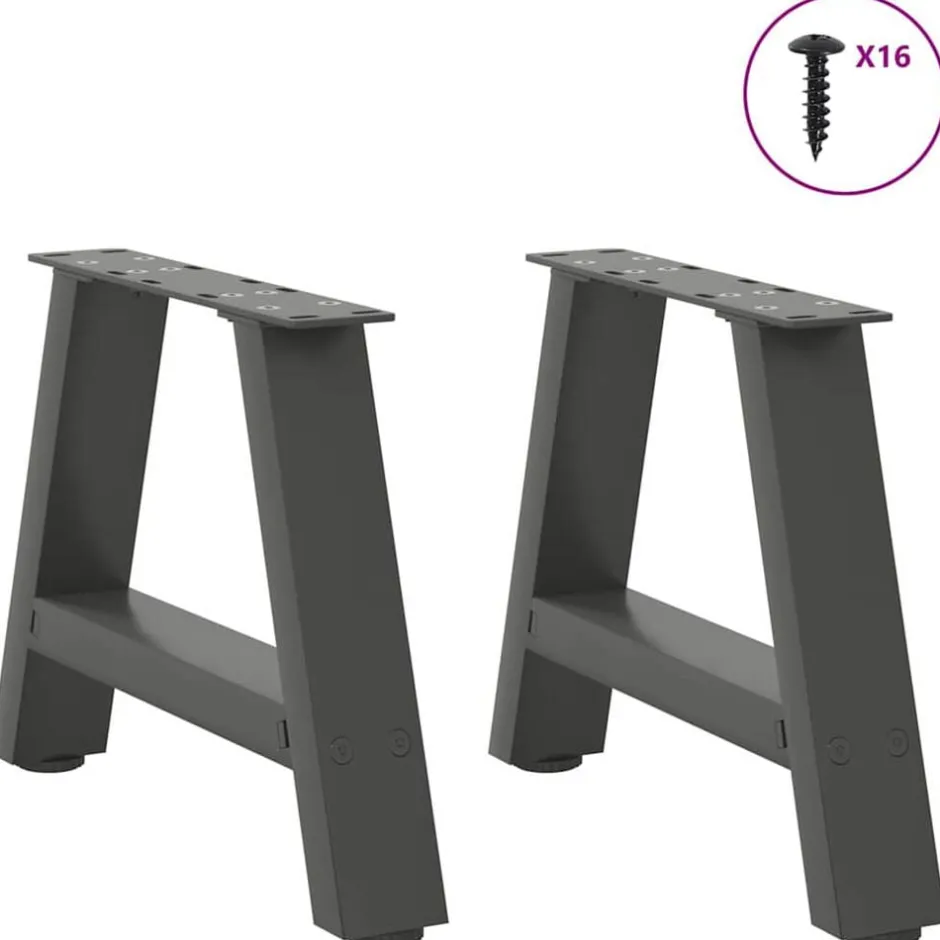 New vidaXL Soffbordsben A-formade 2 st 30x(30-31) cm stål Antracit