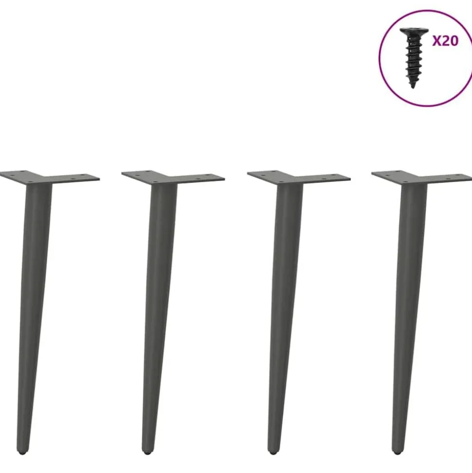vidaXL Soffbordsben koniska 4 st antracit 30-31 cm stål