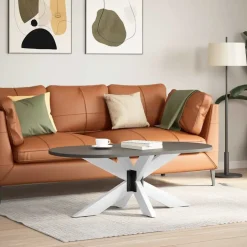 Outlet vidaXL Soffbordsben spindelformad 98x58x(42-43) cm stål Vit