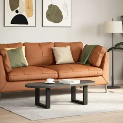 vidaXL Soffbordsben U-formade 2 st svarta 30x(30-31) cm stål
