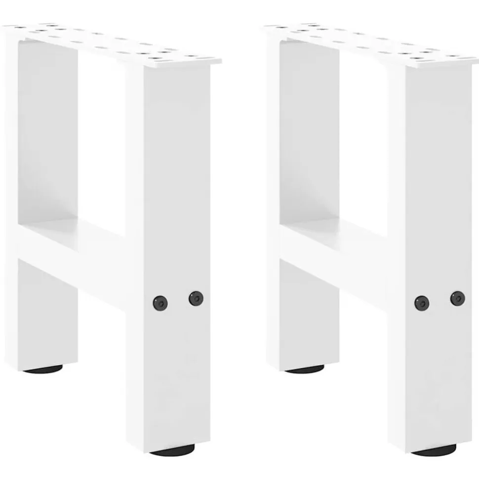 vidaXL Soffbordsben vita 2 st 30x(30-31) cm stål