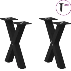 Best vidaXL Soffbordsben X-formade 2 st a 30x(30-31) cm stål Svart