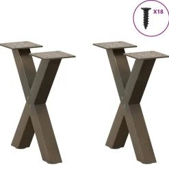 vidaXL Soffbordsben X-formade 2 st naturstål 30x(30-31) cm stål