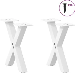 vidaXL Soffbordsben X-formade 2 st vita 30x(30-31) cm stål