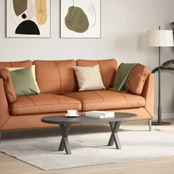 vidaXL Soffbordsben X-formade 2 st antracit 37x(30-31) cm stål