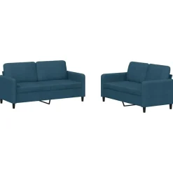 Discount vidaXL Soffgrupp 2 delar sammet Blå