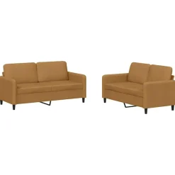 vidaXL Soffgrupp 2 delar brun sammet