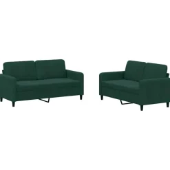 Best vidaXL Soffgrupp 2 delar sammet Mörkgrön