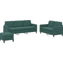 Discount vidaXL Soffgrupp 3 delar sammet Mörkgrön