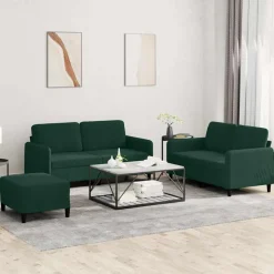 vidaXL Soffgrupp 3 delar mörkgrön sammet