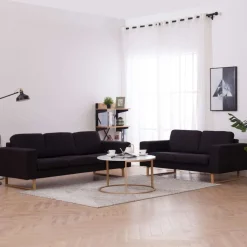 vidaXL Soffgrupp 2 delar tyg svart