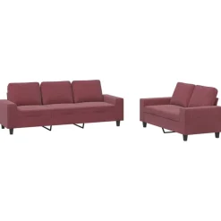 Discount vidaXL Soffgrupp 2 delar tyg Vinröd