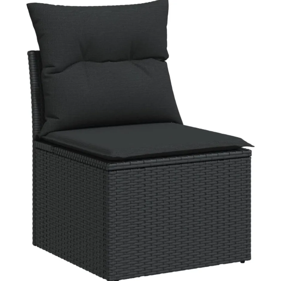 Clearance vidaXL Soffgrupp för trädgården med dynor 7 delar konstrotting Svart