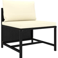 Clearance vidaXL Soffgrupp för trädgård med dynor 3 delar konstrotting Svart