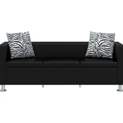 vidaXL Soffgrupp konstläder med 3-sits och 2-sits svart