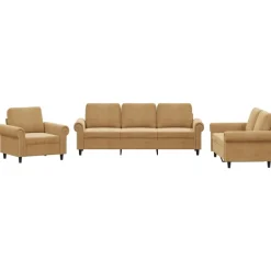 Discount vidaXL Soffgrupp med dynor 3 delar sammet Brun