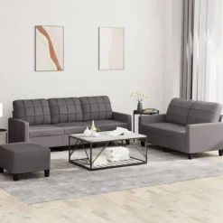 Discount vidaXL Soffgrupp med dynor 3 delar konstläder Grå