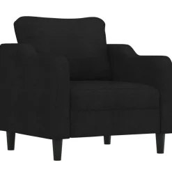 vidaXL Soffgrupp med dynor 3 delar svart tyg