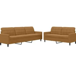 Clearance vidaXL Soffgrupp med dynor 2 delar sammet Brun