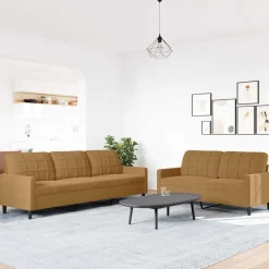 Clearance vidaXL Soffgrupp med dynor 2 delar sammet Brun