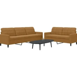 Clearance vidaXL Soffgrupp med dynor 2 delar sammet Brun