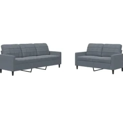 New vidaXL Soffgrupp med dynor 2 delar sammet Mörkgrå
