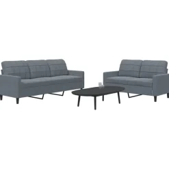 New vidaXL Soffgrupp med dynor 2 delar sammet Mörkgrå
