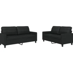 Clearance vidaXL Soffgrupp med dynor 2 delar konstläder Svart