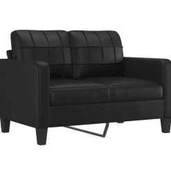 Clearance vidaXL Soffgrupp med dynor 2 delar konstläder Svart