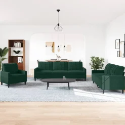 Sale vidaXL Soffgrupp med dynor 4 delar sammet Mörkgrön