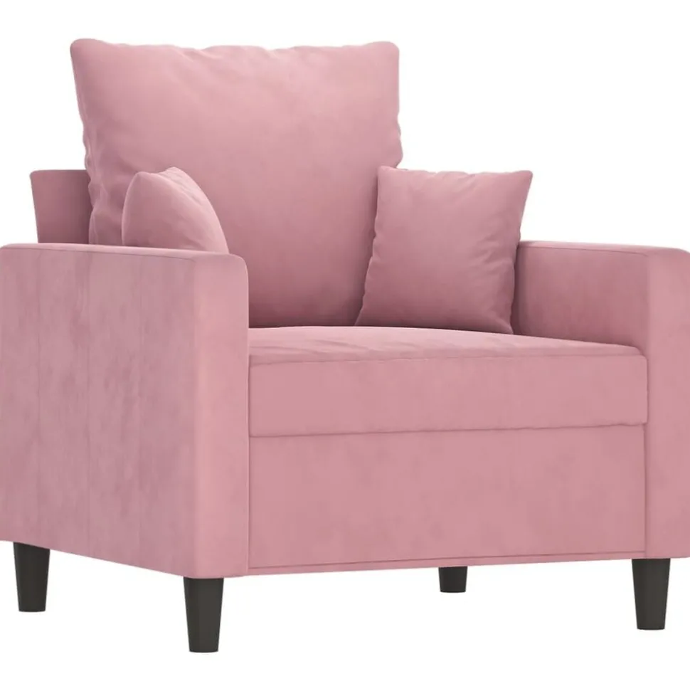 vidaXL Soffgrupp med dynor 3 delar rosa sammet