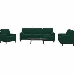 Clearance vidaXL Soffgrupp med dynor och bolster 4 delar sammet Mörkgrön