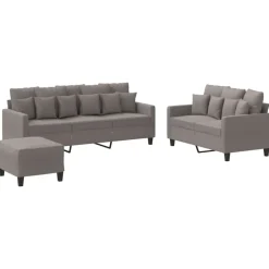 Clearance vidaXL Soffgrupp med dynor 3 delar tyg Taupe