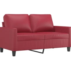 Discount vidaXL Soffgrupp med dynor 2 delar konstläder Vinröd