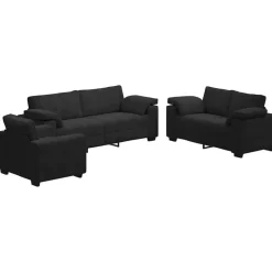Outlet vidaXL Soffgrupp med dynor 3 delar sammet Svart