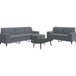 Discount vidaXL Soffgrupp med dynor och bolster 3 delar sammet Mörkgrå