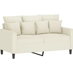Discount vidaXL Soffgrupp med dynor 3 delar gräddvit sammet Kräm