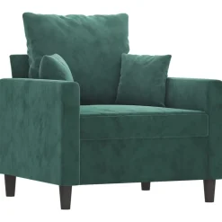 Discount vidaXL Soffgrupp med dynor 3 delar sammet Mörkgrön