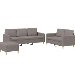 vidaXL Soffgrupp med dynor 3 delar Taupe tyg