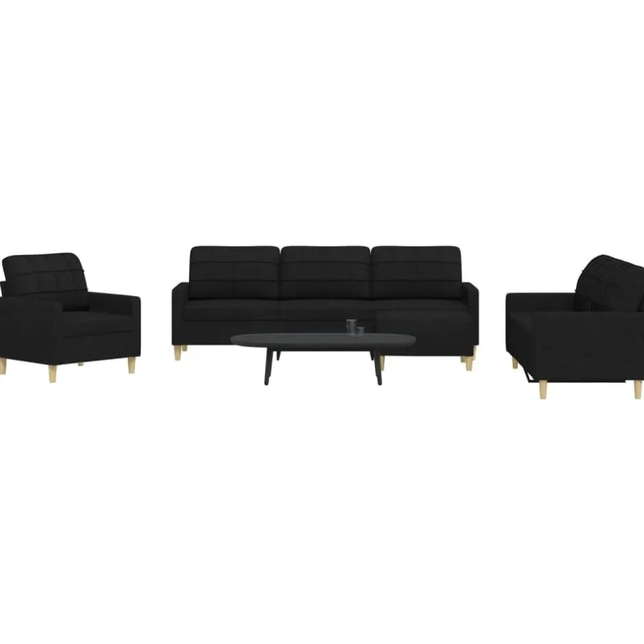 Outlet vidaXL Soffgrupp med fotpall 4 delar tyg Svart