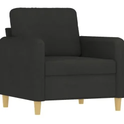 vidaXL Soffgrupp med kuddar 3 delar svart tyg