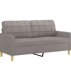 vidaXL Soffgrupp med kuddar 3 delar taupe tyg
