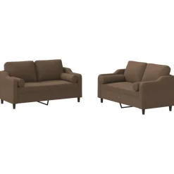 Best vidaXL Soffgrupp med kuddar 2 delar tyg Brun