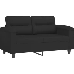vidaXL Soffgrupp med kuddar 2 delar svart mikrofibertyg