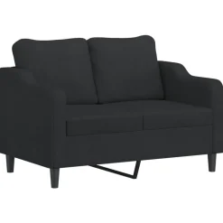vidaXL Soffgrupp med kuddar 2 delar svart tyg