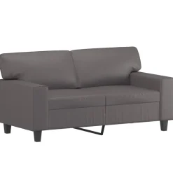New vidaXL Soffgrupp med kuddar 2 delar konstläder Grå