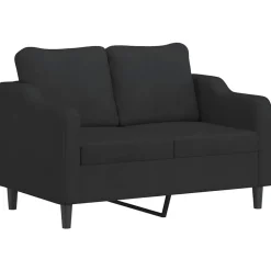 vidaXL Soffgrupp med kuddar 3 delar svart tyg